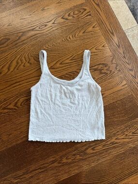 American Eagle Outfitters White Ribbed Tank Crop
